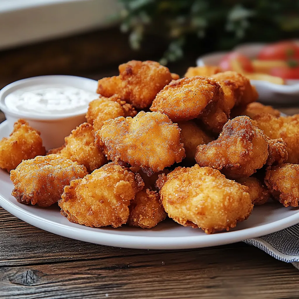 Plate with fried food and dipping sauce.