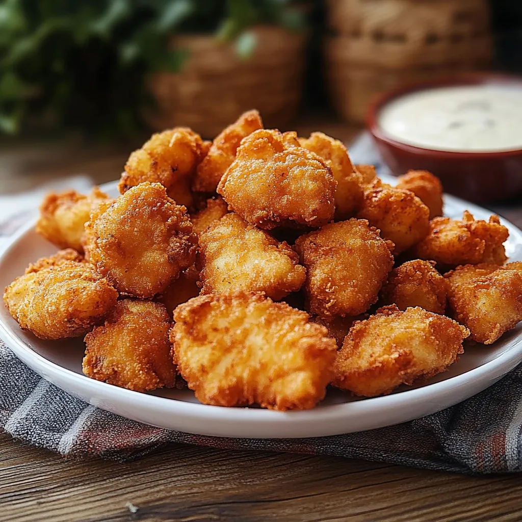 Um prato cheio de frango frito.