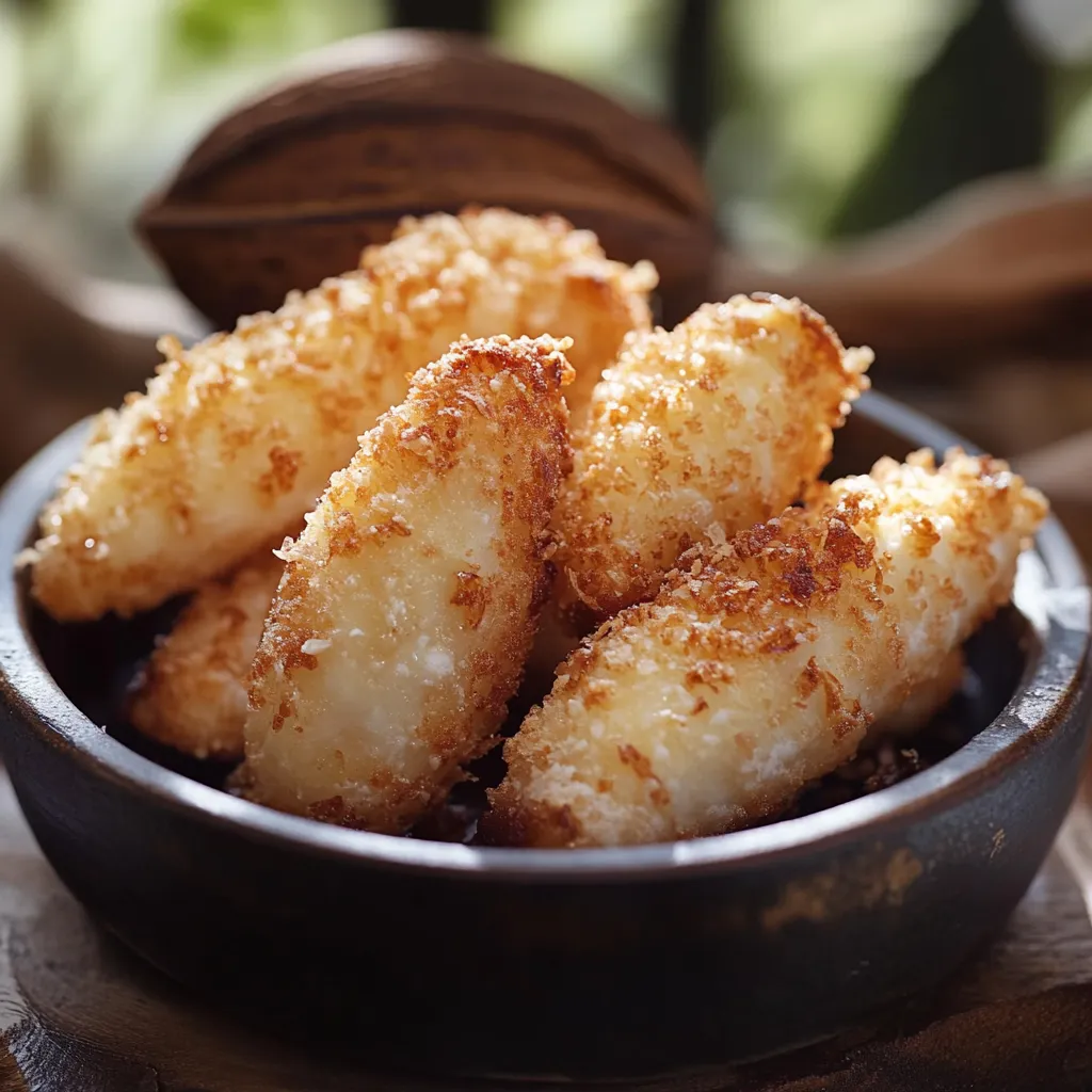 Um prato com pedaços de queijo frito.