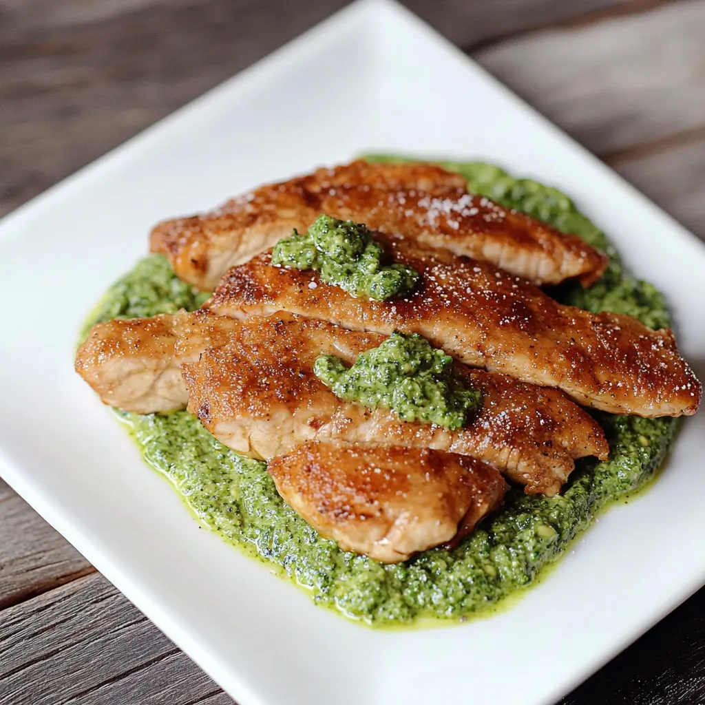 Carne grelhada com pesto e alho.