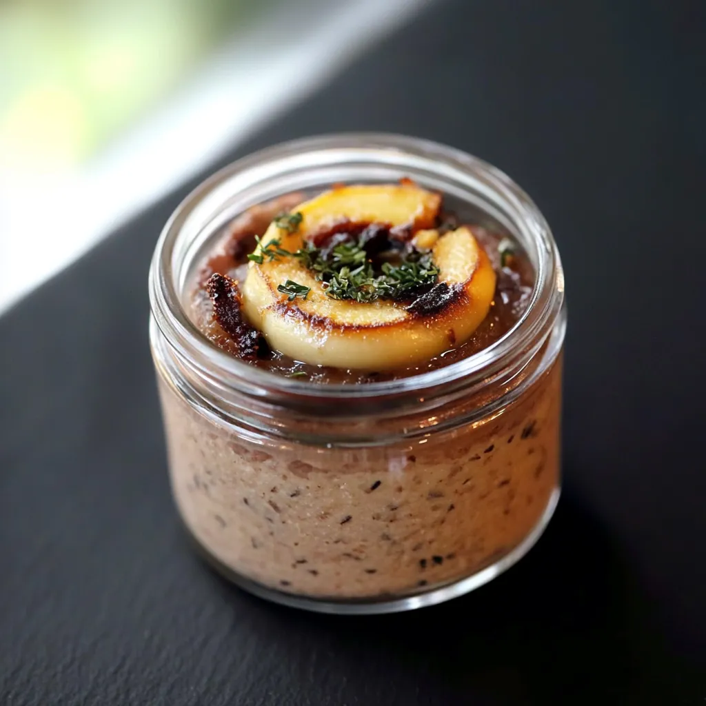 Um recipiente com frutas e ervas em um pedaço de pão.