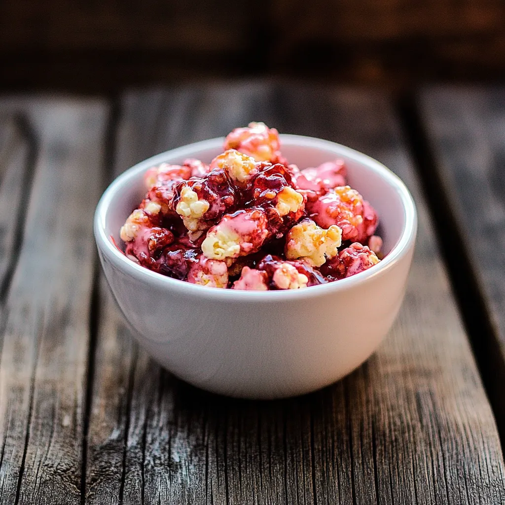 Um prato de cereais vermelhos com frutas vermelhas.