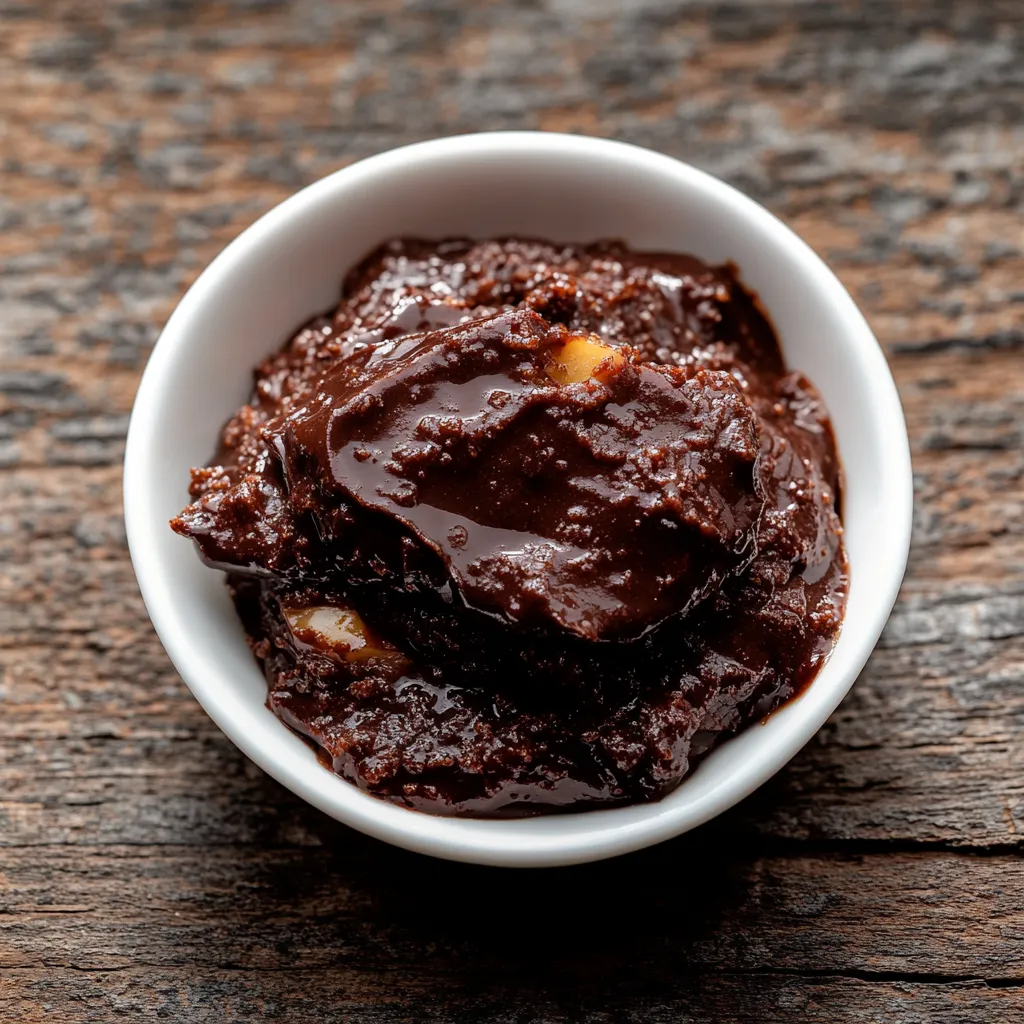 Um copo de chocolate com manteiga e nozes.