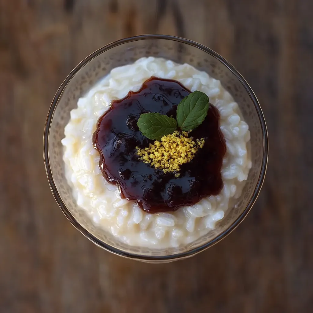 Glass com arroz com frutas vermelhas e amarelas.