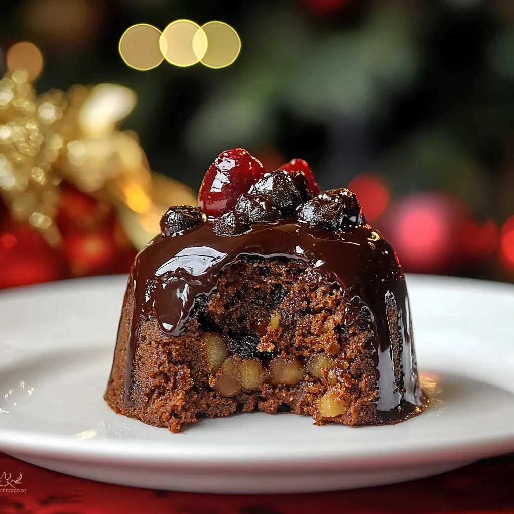 Cake com chocolate e frutas.