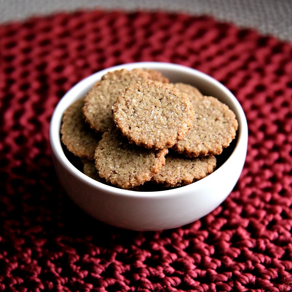 Um prato com biscoitos em um piso vermelho.