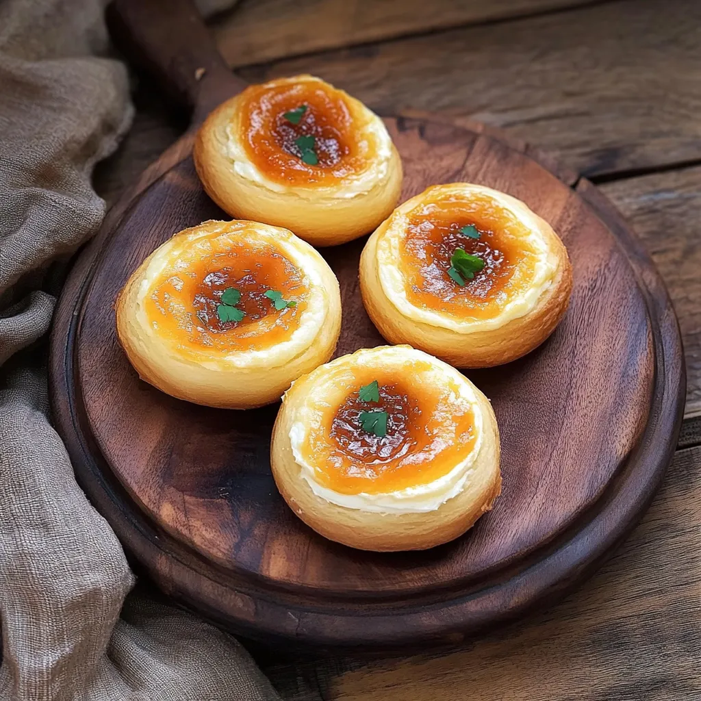 Quatro pastéis com frutas no topo.