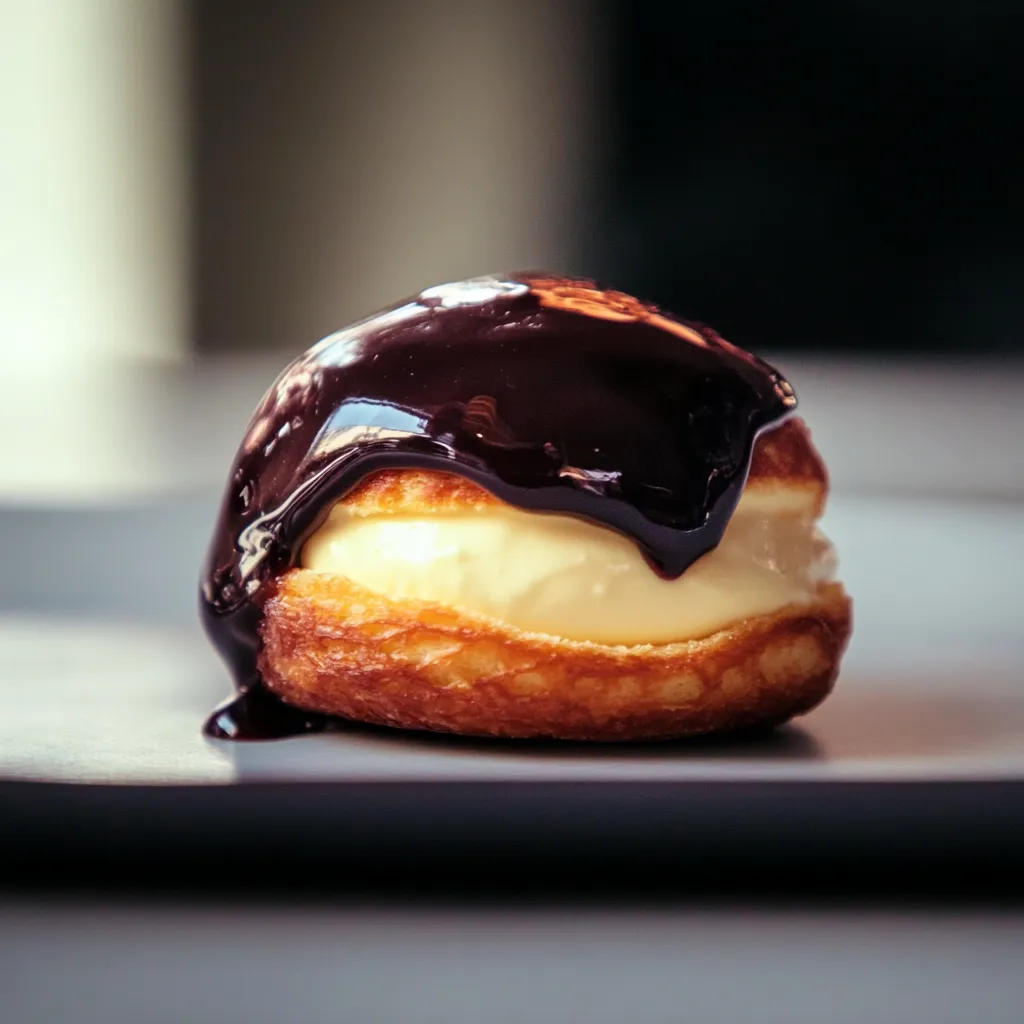 Um bolinho de chocolate com creme de leite.