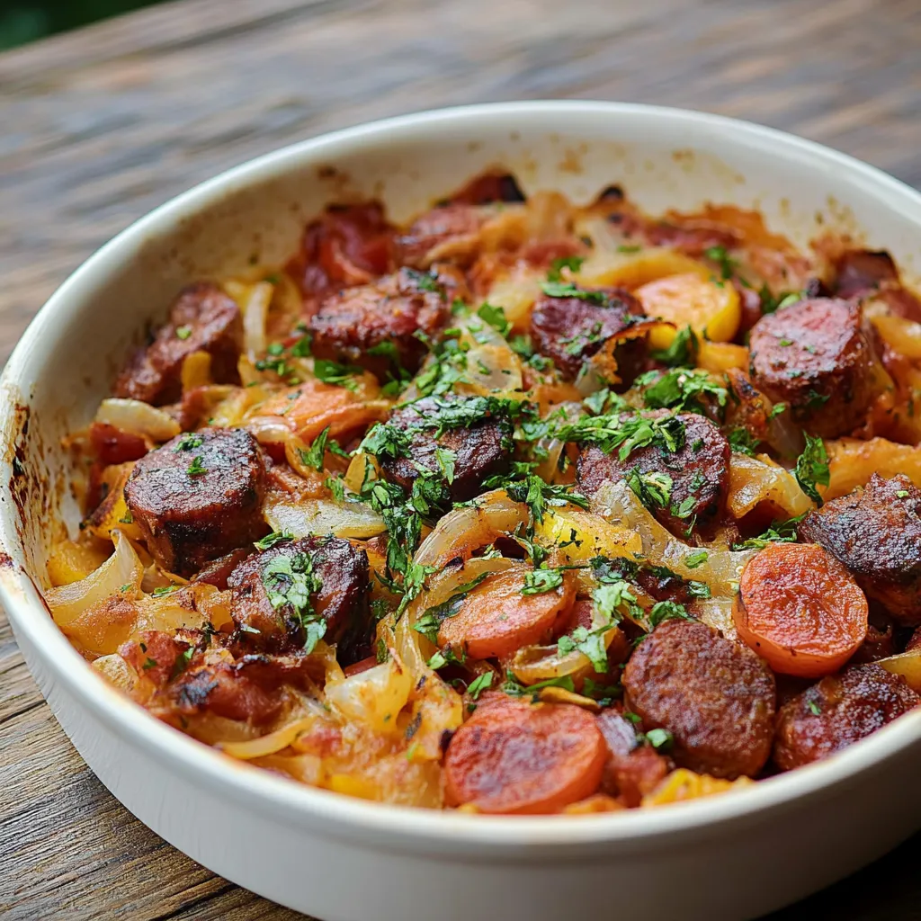 A tigela contém uma deliciosa comida com carne, cebola, alho e tomate.
