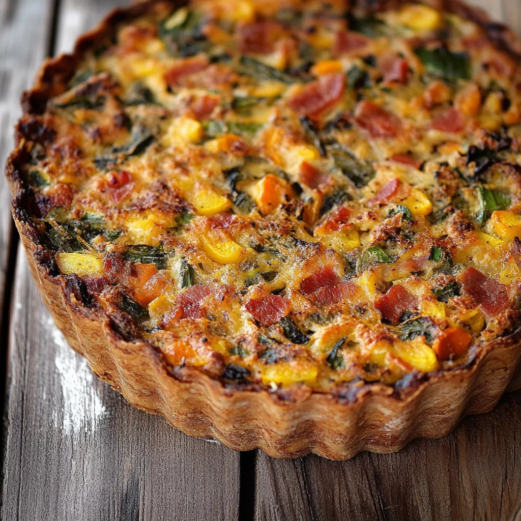 Pizza com carne e vegetais.