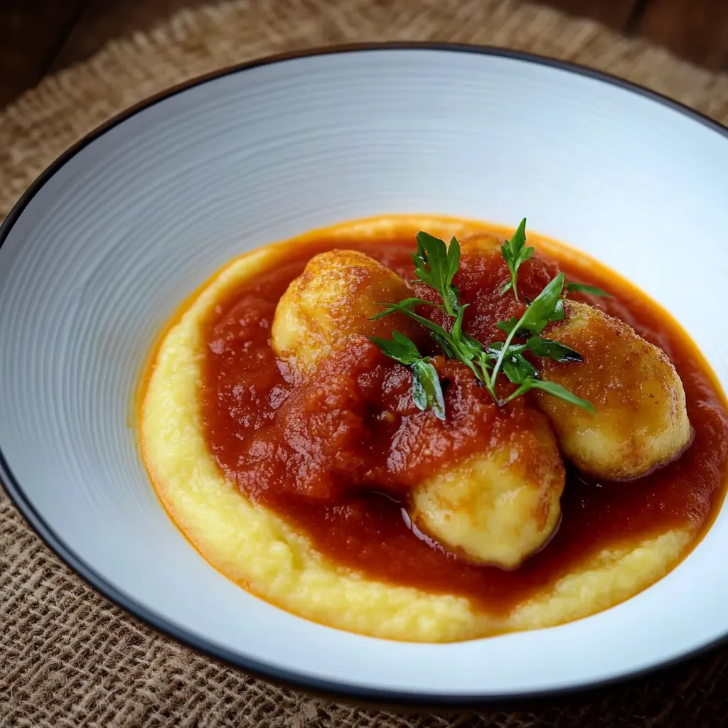 Um prato com tomate e cuscuz.