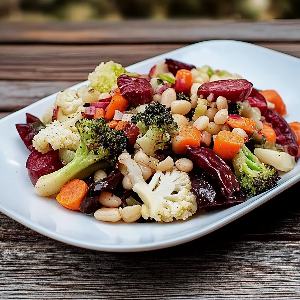 Um prato de frutas e legumes, incluindo caramelos, cenoura, abóbora, alho e cebola.