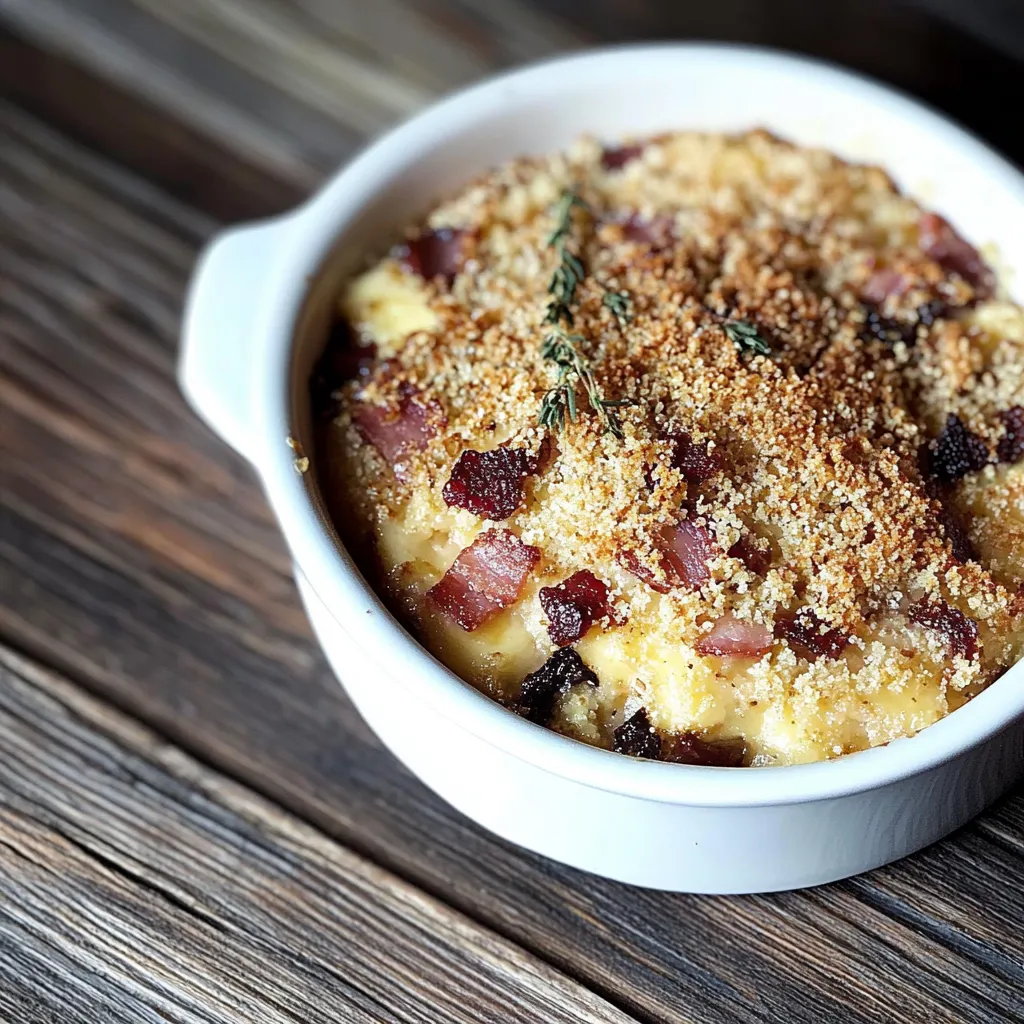 Um prato de comida com bacon e cebola.