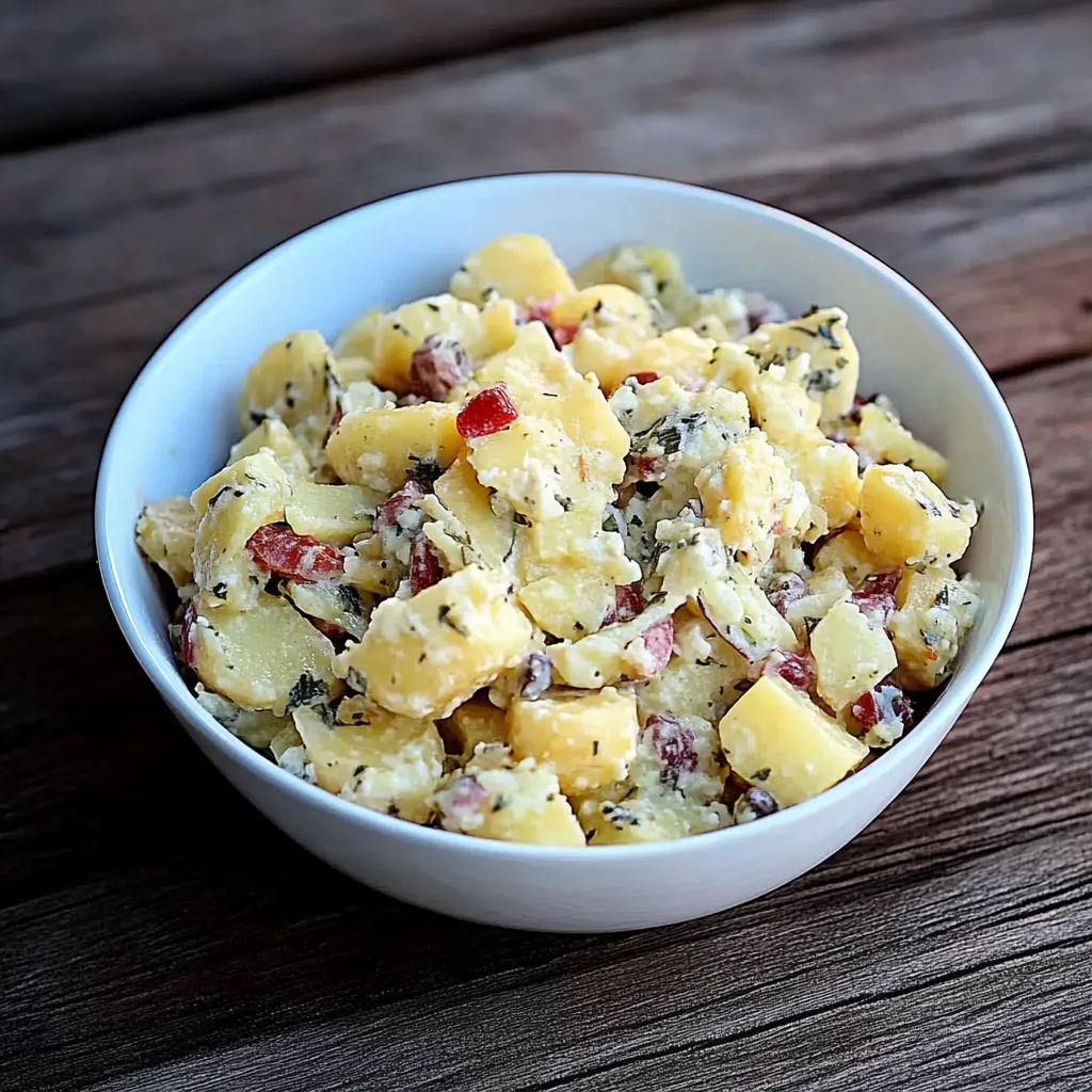 Um prato de comida com batatas e cebola.