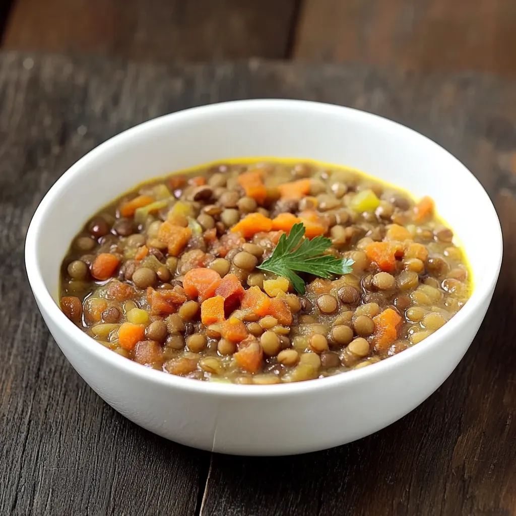 Um prato de lentejas com carrots.