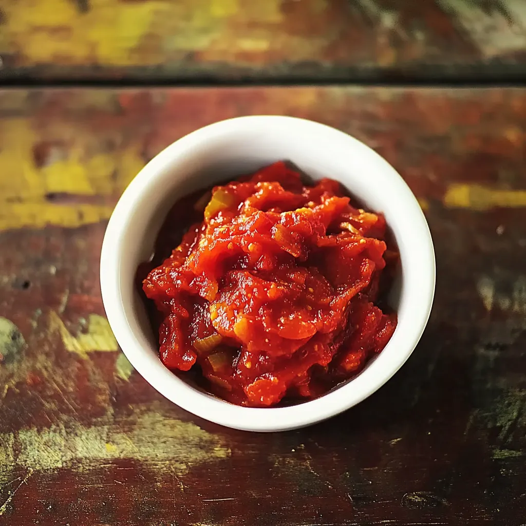 Um copo de tomate com pimenta.