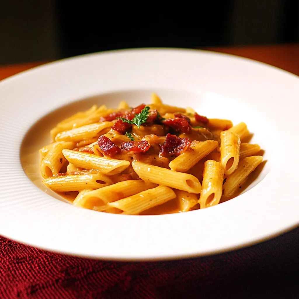 Macarrão com bacon e cebola.