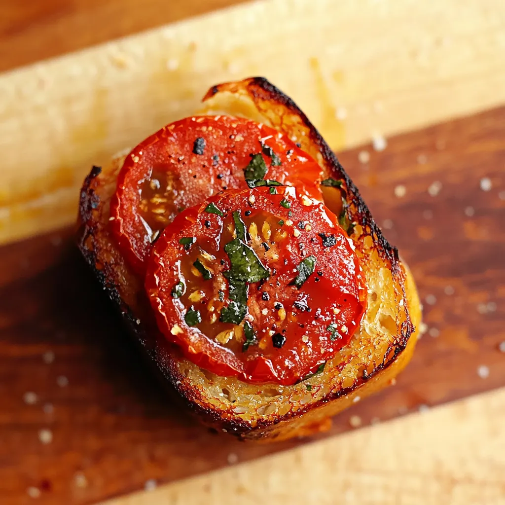 Pão com tomate e alho.