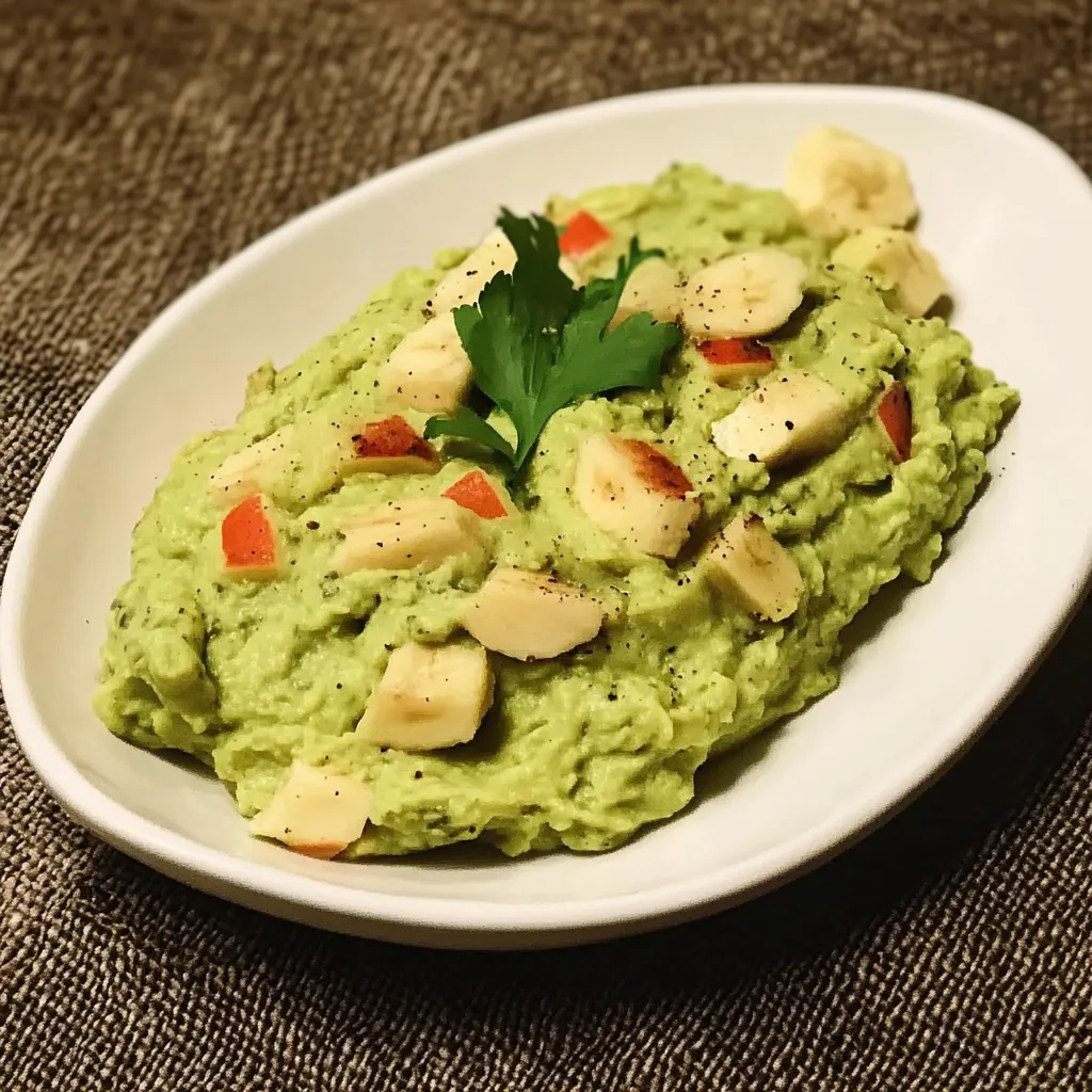 Um prato de gere com cebola e banana.