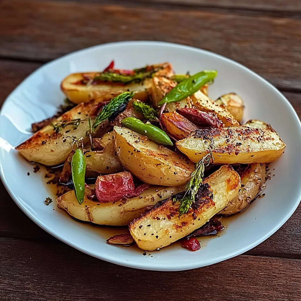 Um prato cheio de batatas e cebola.