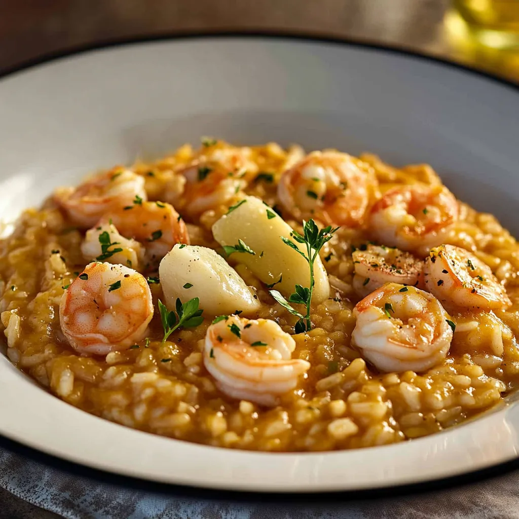 Arroz com camarões e cebola.
