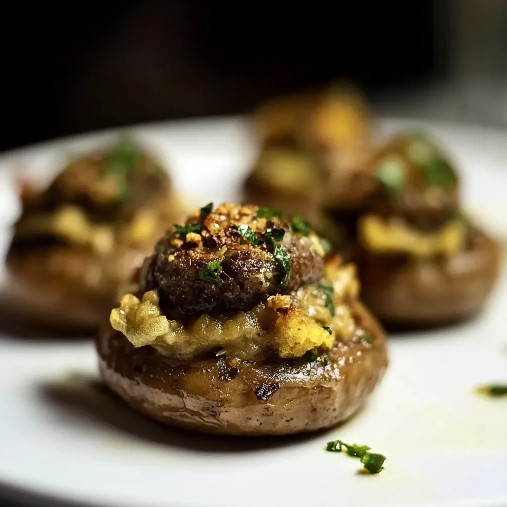 Quatro bolinhas de carne com vegetais no topo.