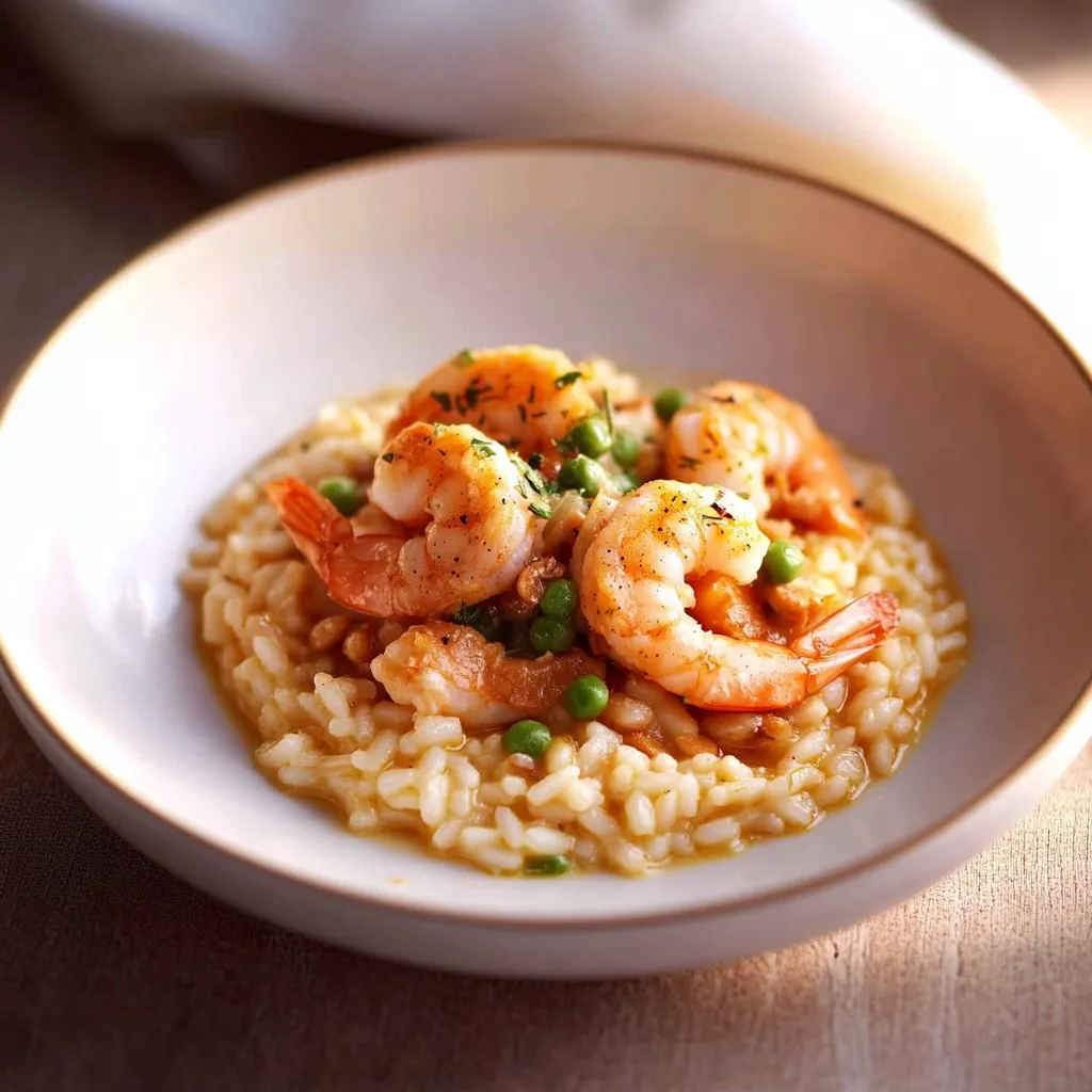 Arroz com camarões e pimentões.