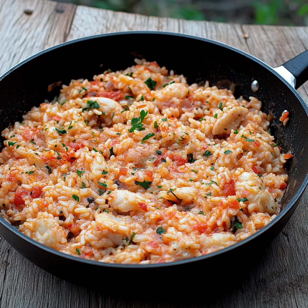 Riso com carne e vegetais.