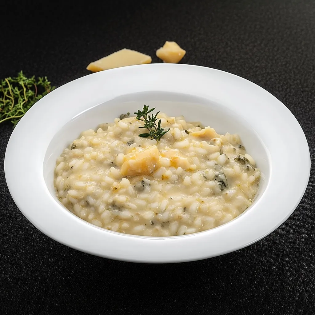 Um prato de arroz com ervas e queijo.