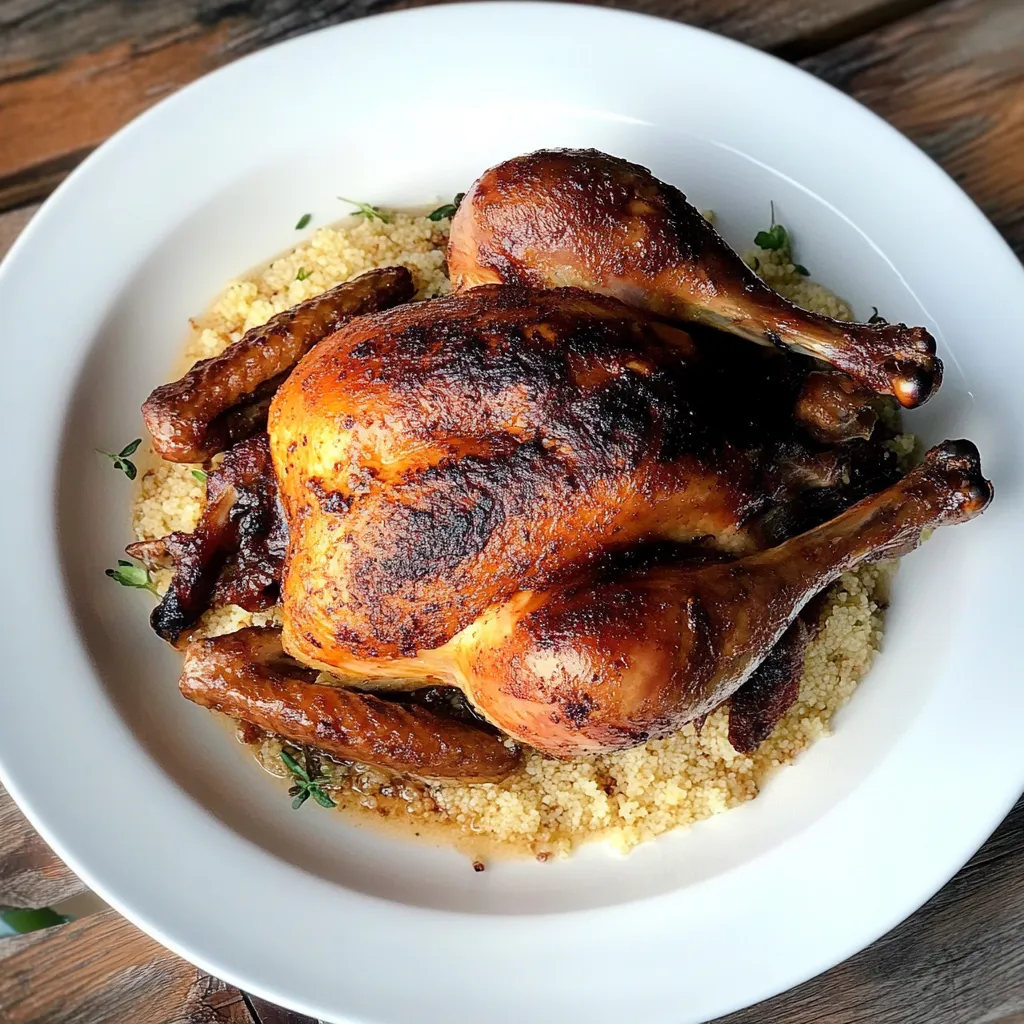 Frango assado com arroz e ervas.