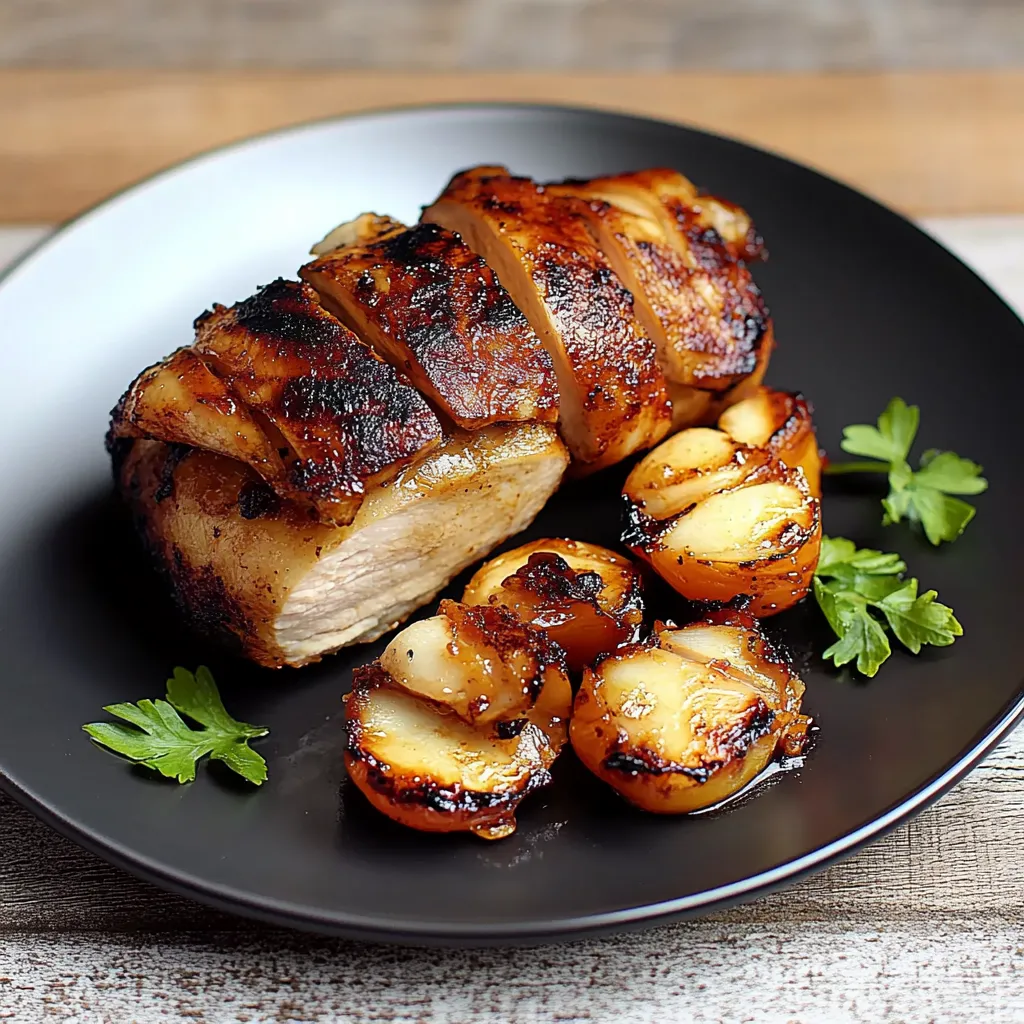 Carne grelhada com batatas e cebola.