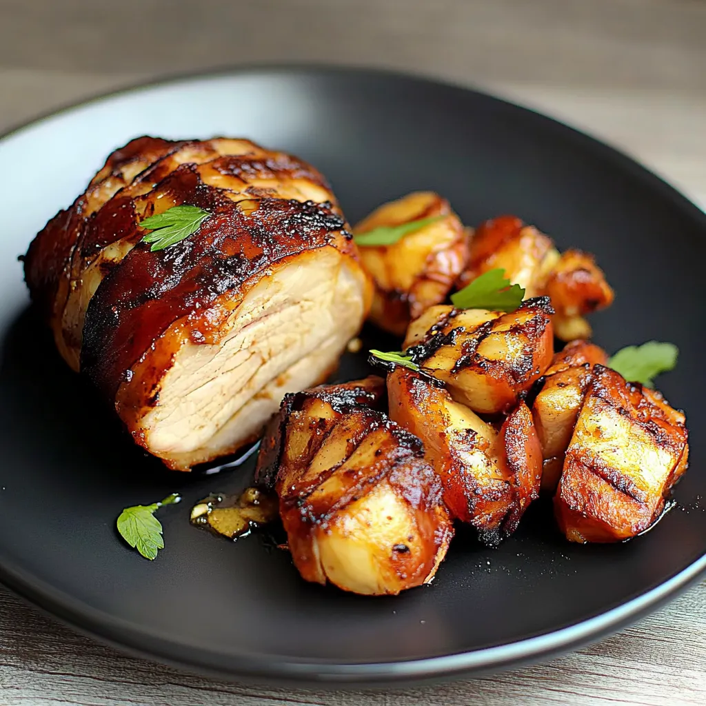 Carne assada com batatas e cebola.