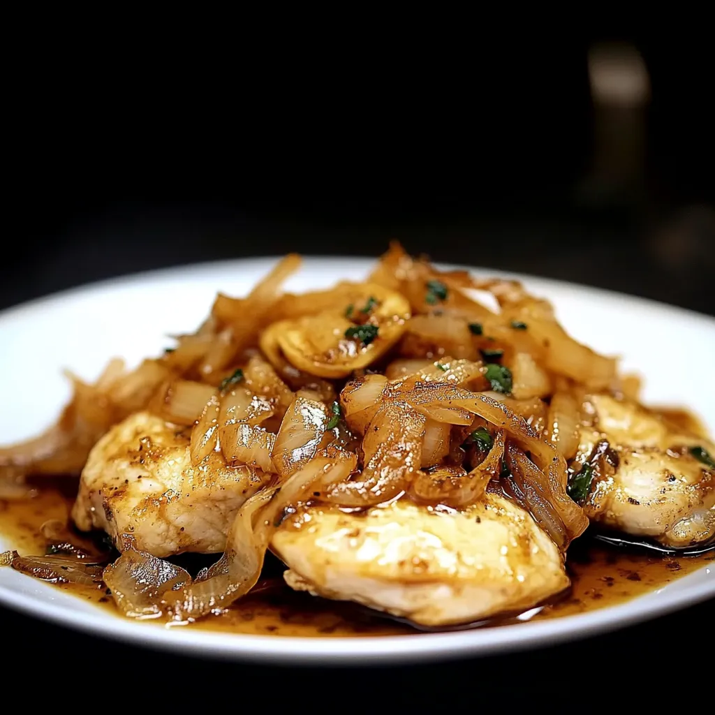 Frango grelhado com cebola e alho.