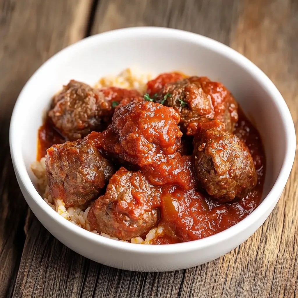 Um prato com arroz e carne em um fundo vermelho.
