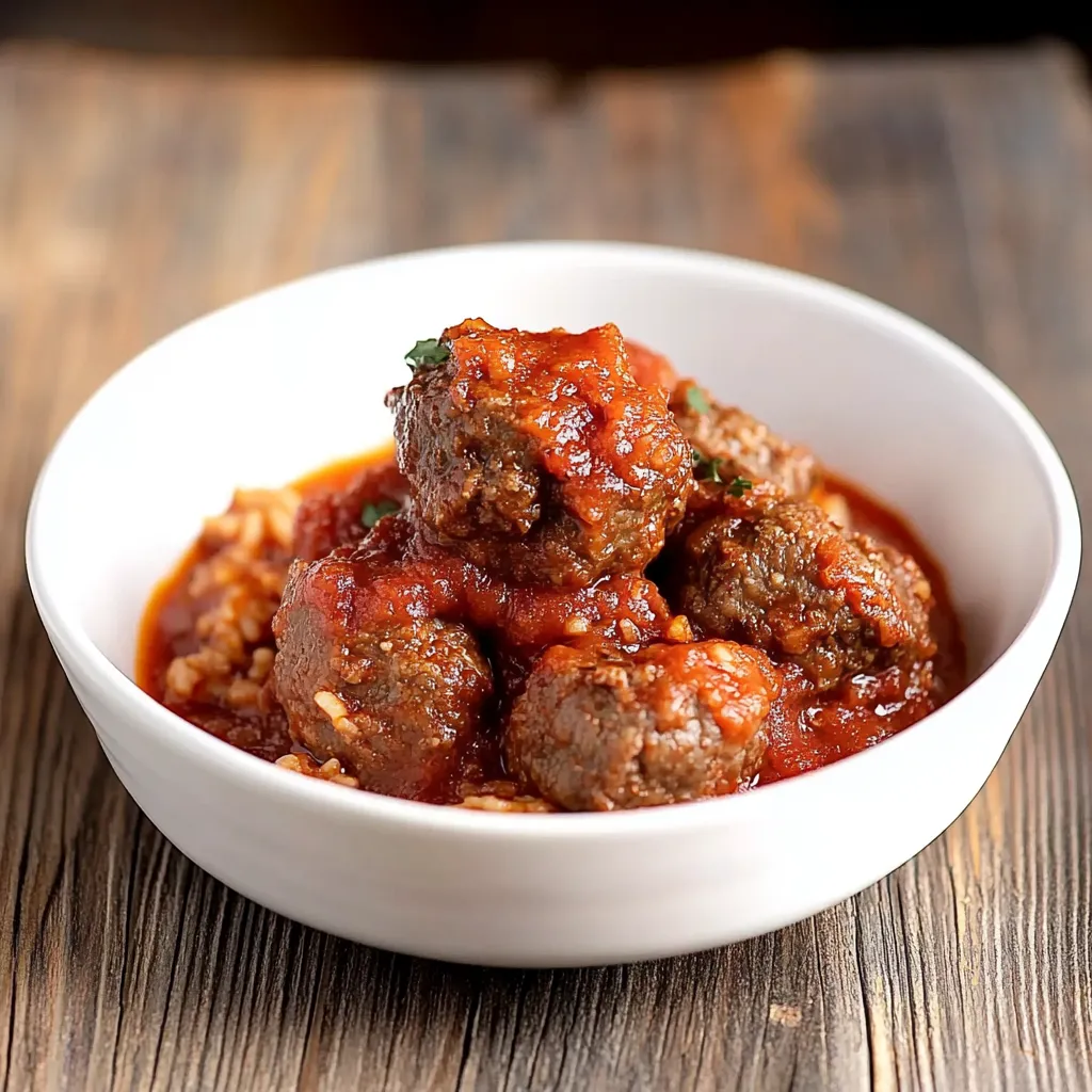Um prato cheio de bolinhas de carne com tomate.