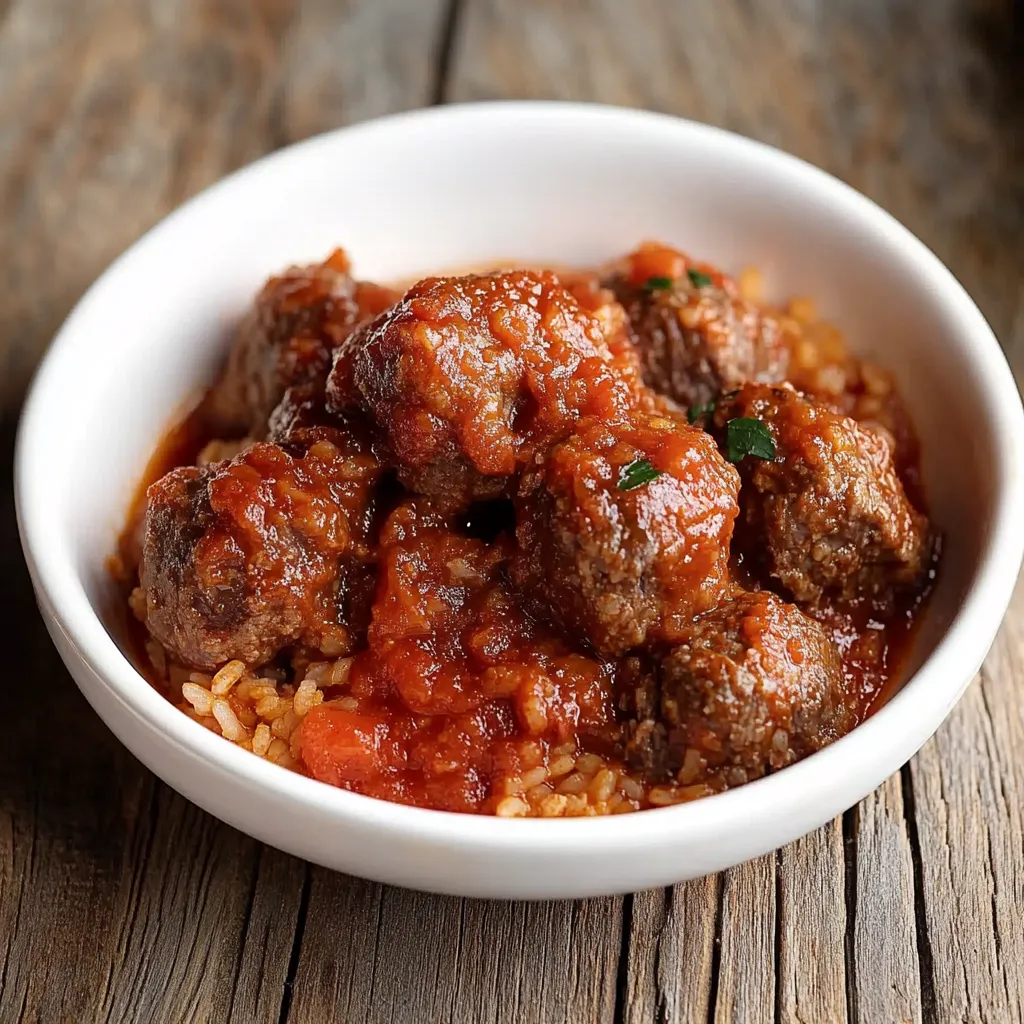 Um prato com arroz e carne.