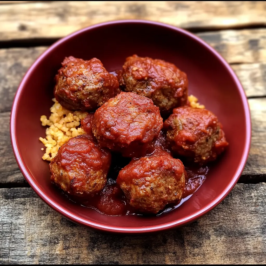 Um prato cheio de bolinhas de carne vermelha com tomate.