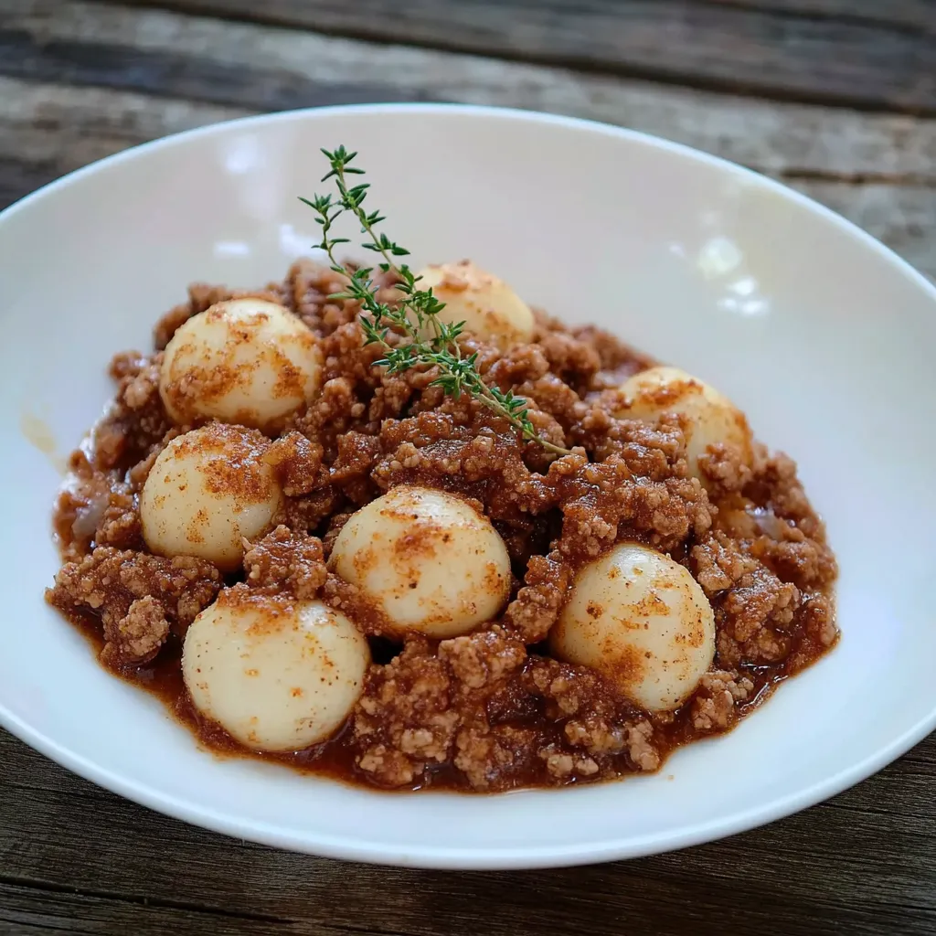 Um prato com carne e cebola.