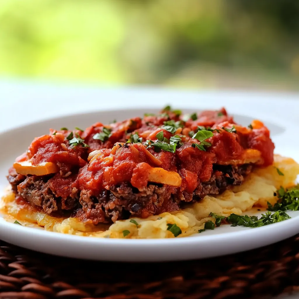 Um prato com carne e tomate.