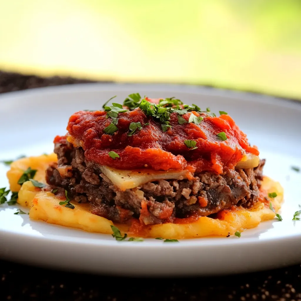Um prato com carne e tomate.