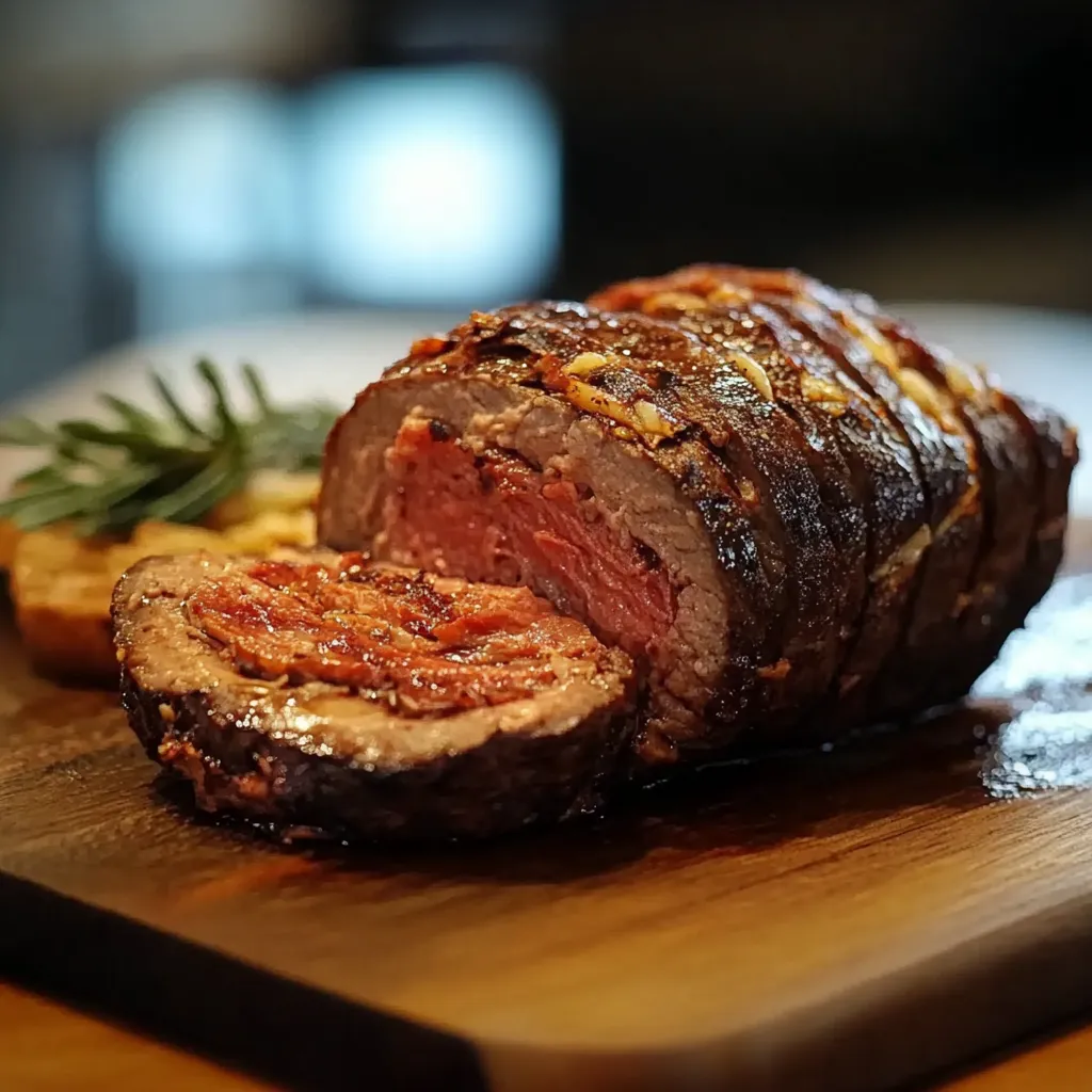 Carne assada em um pedaço de pão.