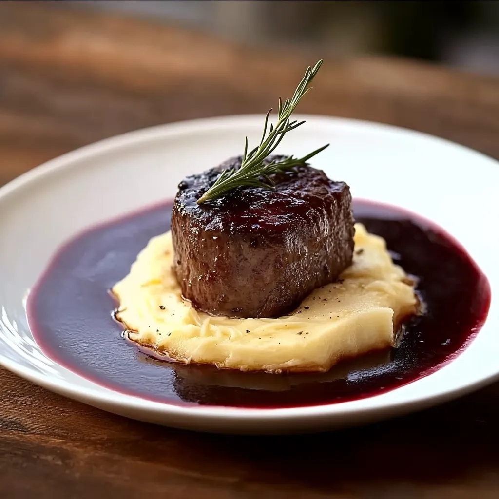 Carne com ervas no topo.
