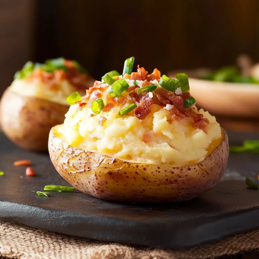 Potatoes with bacon and green onions.