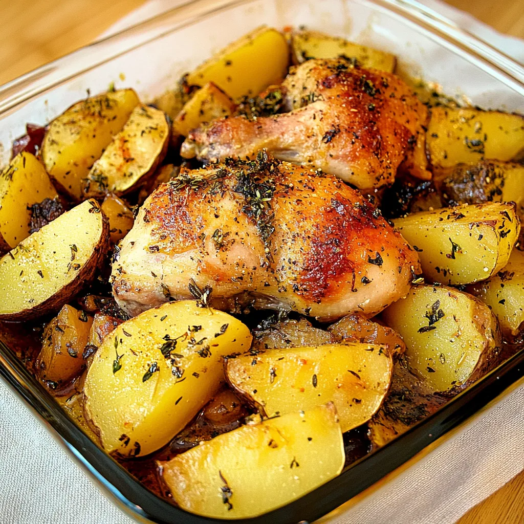 Carne com batatas e ervas.