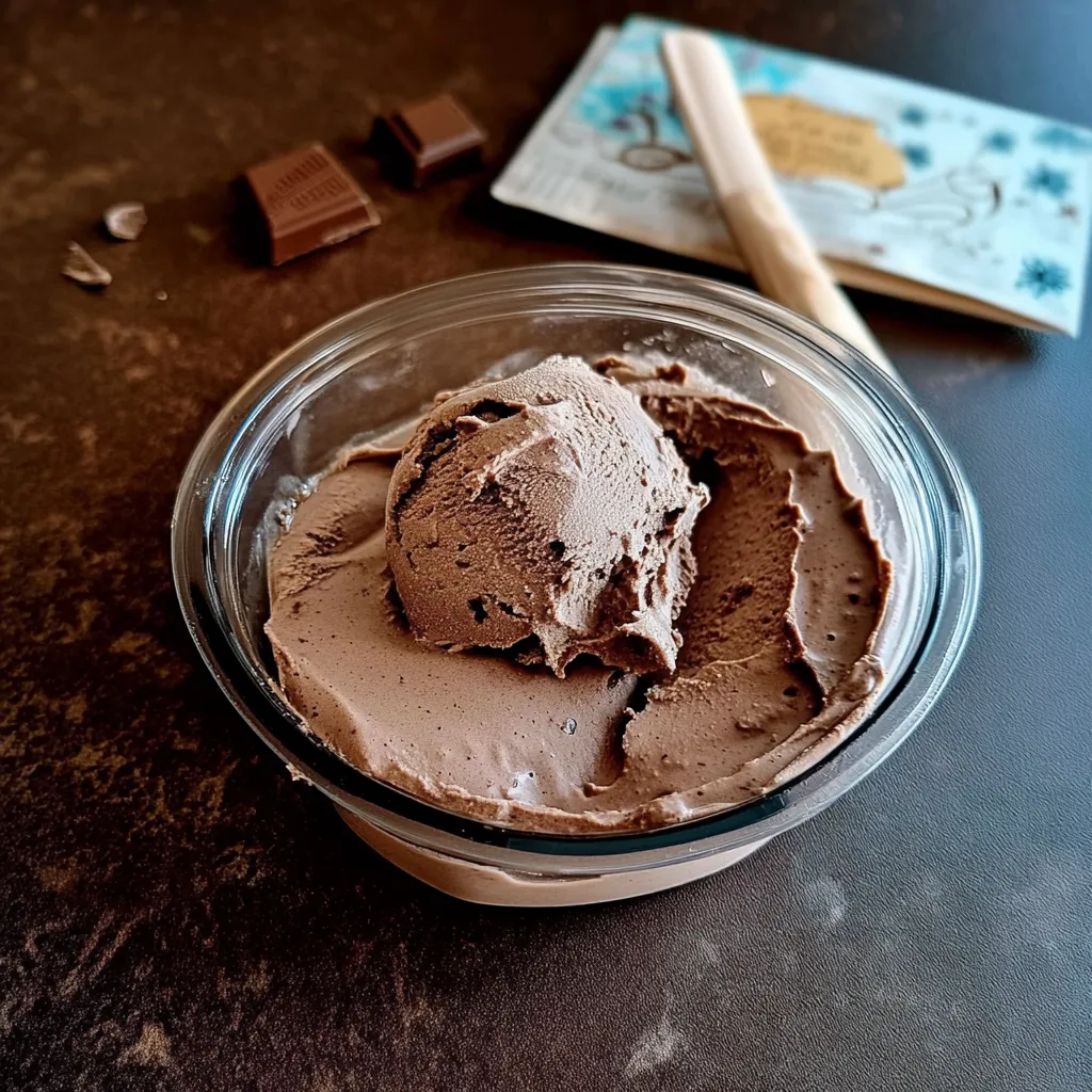 Um frasco de chocolate com uma lousa de chocolate no fundo.