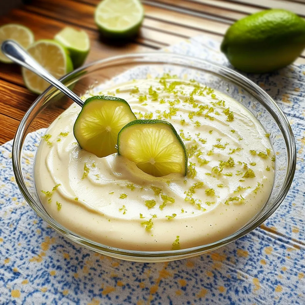 Um prato de creme de limão com pimentões verdes.