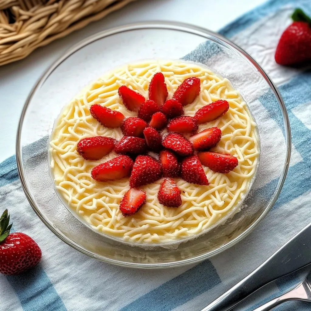 Um prato com frutas e creme.