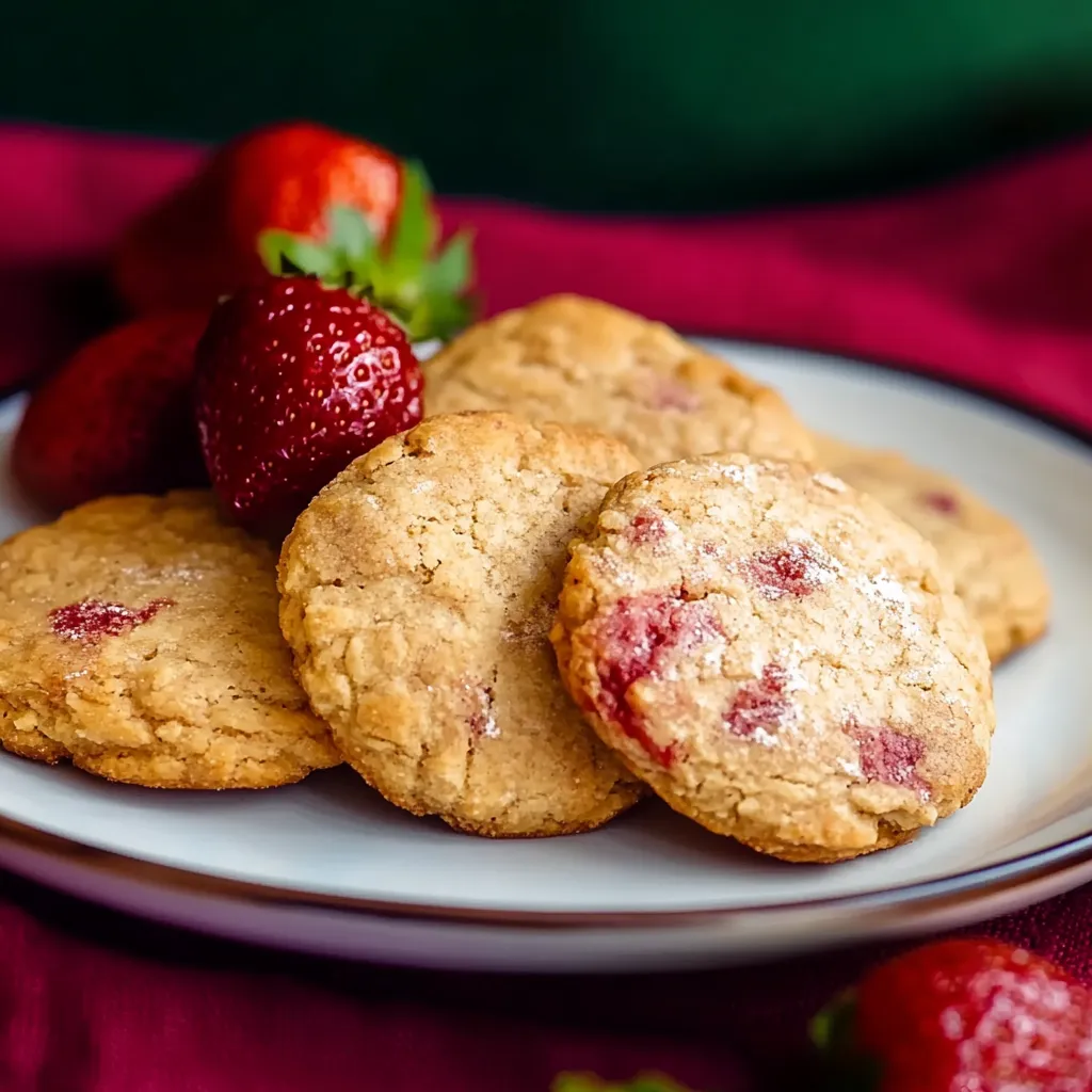 Um plano de comida com biscoitos e frutas.