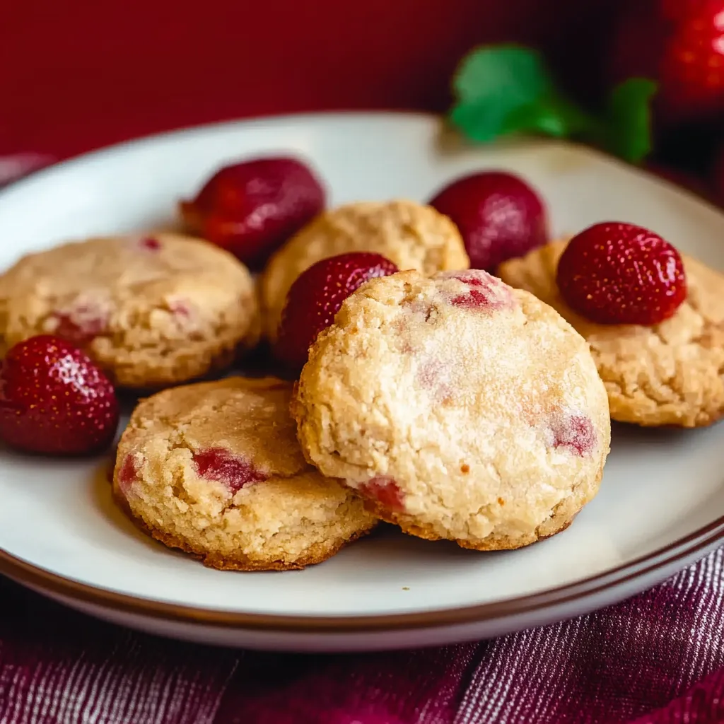 Plate com biscoitos com frutas vermelhas.