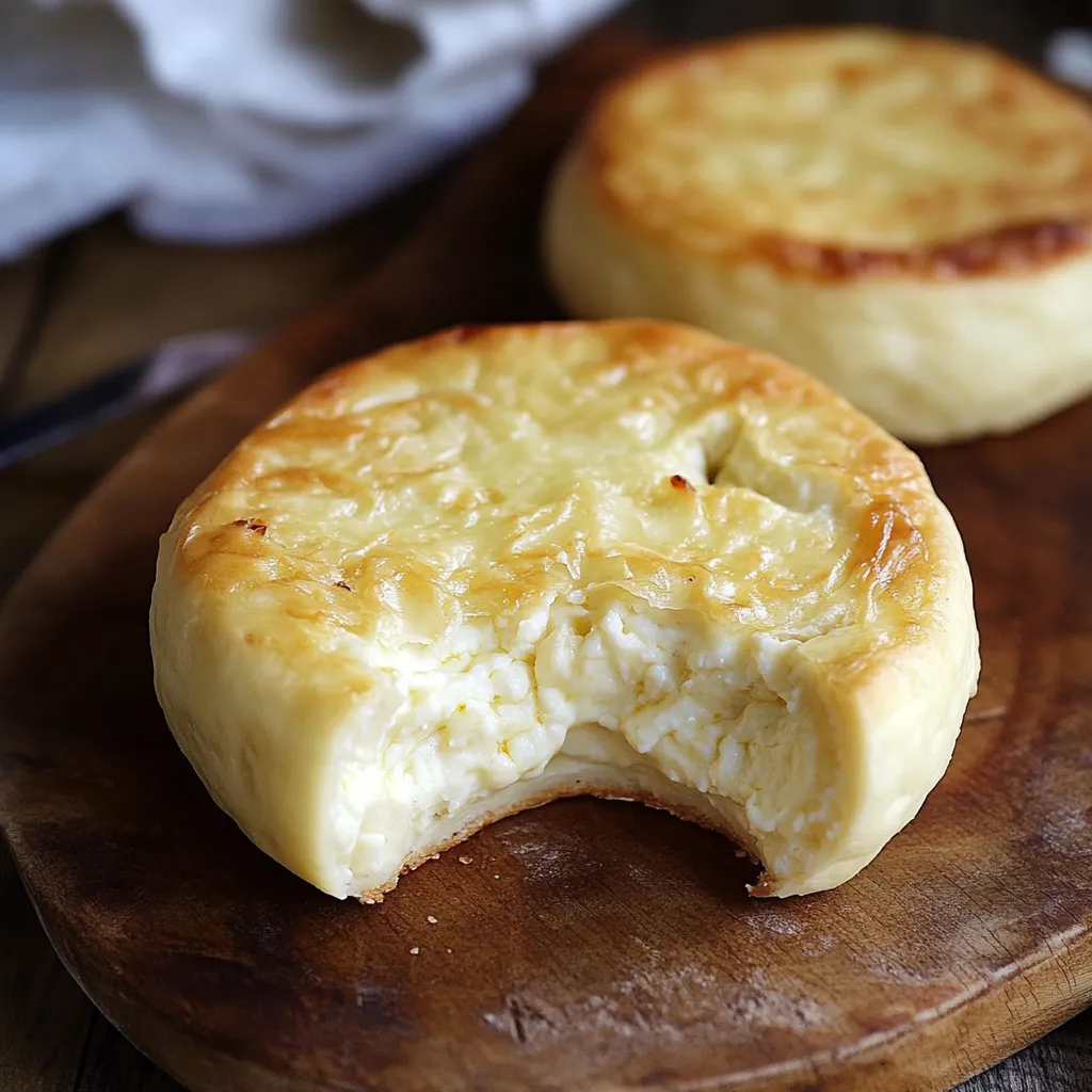 Dois bolos de queijo com manteiga e cebola.